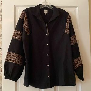 NWT. Nice+Zoe Cotton Shirt with Embroidery Detailing. Sz. L. $168